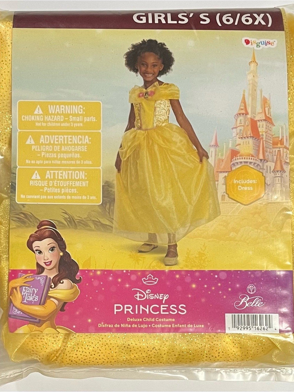 Disney Belle Girls Yellow Princess Dress Costume